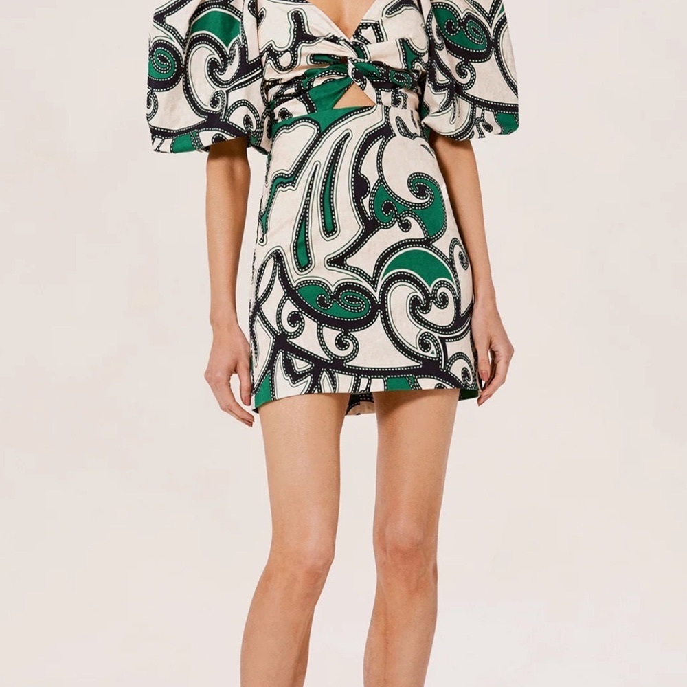 Alexis size small patterned green mini dress great condition